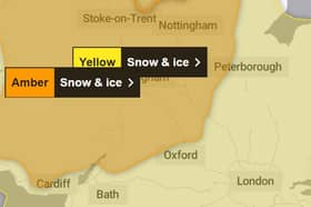 The Amber warning for snow and ice is edging closer to London 
