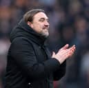 Daniel Farke, Manager of Leeds United, reacts during the Sky Bet Championship match between Hull City AFC and Leeds United FC at MKM Stadium on January 04, 2025 in Hull, England.