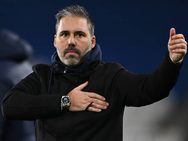 Marti Cifuentes, manager of QPR celebrates after the final whistle of the Sky Bet Championship match between Cardiff City FC and Queens Park Rangers FC at Cardiff City Stadium on November 27, 2024 in Cardiff, Wales.