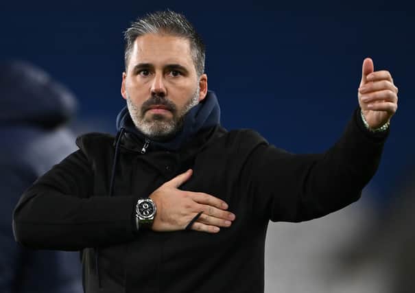 Marti Cifuentes, manager of QPR celebrates after the final whistle of the Sky Bet Championship match between Cardiff City FC and Queens Park Rangers FC at Cardiff City Stadium on November 27, 2024 in Cardiff, Wales.