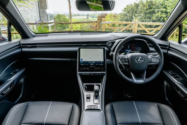 The cabin features high-quality materials, at least in the front, and a typical Lexus feel