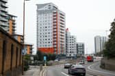 The tower blocks, Mast Quay Phase 2, developed by the Comer Homes Group
