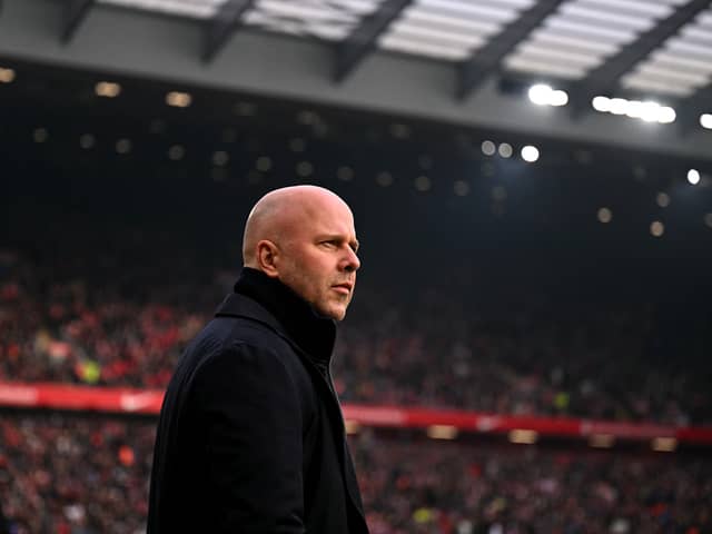 Liverpool's Dutch manager Arne Slot reacts during the English FA Cup third round football match between Liverpool and Accrington Stanley at Anfield in Liverpool, north west England on January 11, 2025.
