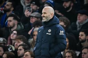 Chelsea's Italian head coach Enzo Maresca during the English Premier League football match between Chelsea and Bournemouth at Stamford Bridge in London on January 14, 2025.