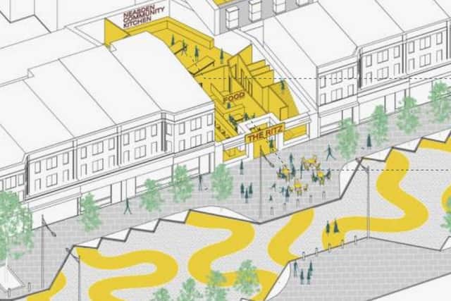 'The Ritz' would provide a new multicultural food court and training kitchens on the ground floor, with workspaces, a gym, therapy rooms and podcast studios on the upper floors