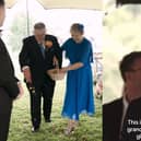 Groom’s grandparents walk down the aisle instead of flower girls.