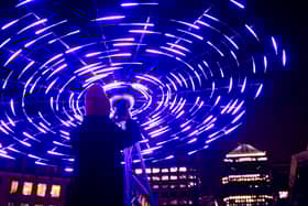 An example of the Winter Lights on display at Canary Wharf. Westfield's Here We Glow display will switch on this evening. 