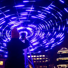 An example of the Winter Lights on display at Canary Wharf. Westfield's Here We Glow display will switch on this evening. 