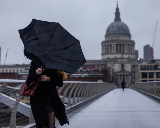 London is once again about to be battered with strong winds and heavy rain