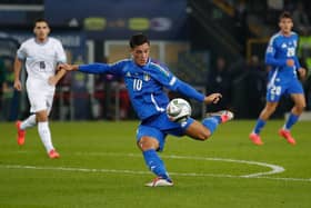 Raspadori in action for Italy