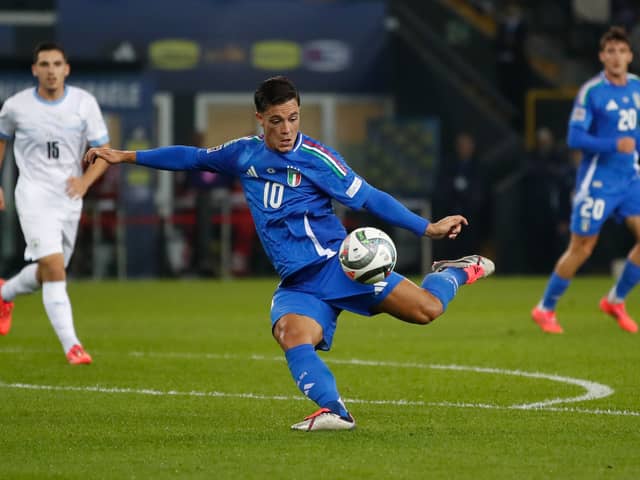 Raspadori in action for Italy