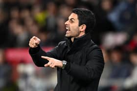Mikel Arteta, Manager of Arsenal, reacts during the UEFA Champions League 2024/25 League Phase MD8 match between Girona FC and Arsenal FC at Montilivi Stadium on January 29, 2025 in Girona, Spain. 