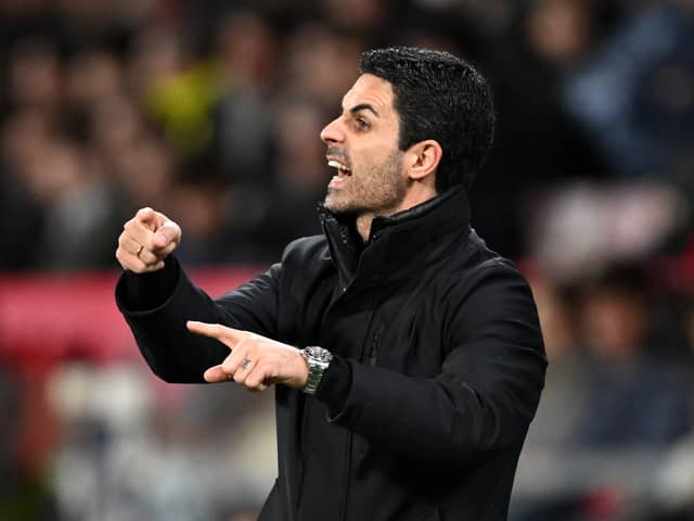 Mikel Arteta, Manager of Arsenal, reacts during the UEFA Champions League 2024/25 League Phase MD8 match between Girona FC and Arsenal FC at Montilivi Stadium on January 29, 2025 in Girona, Spain. 