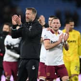Graham Potter, Head Coach of West Ham United, acknowledges the fans after the Premier League match between Aston Villa FC and West Ham United FC at Villa Park on January 26, 2025 in Birmingham, England. 