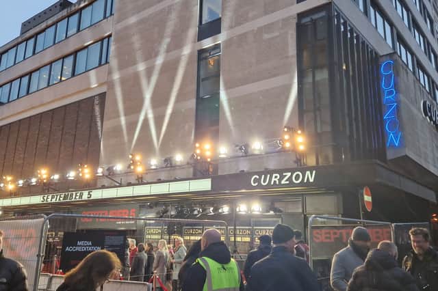 Press wait to enter Curzon Mayfair for the premiere of September 5