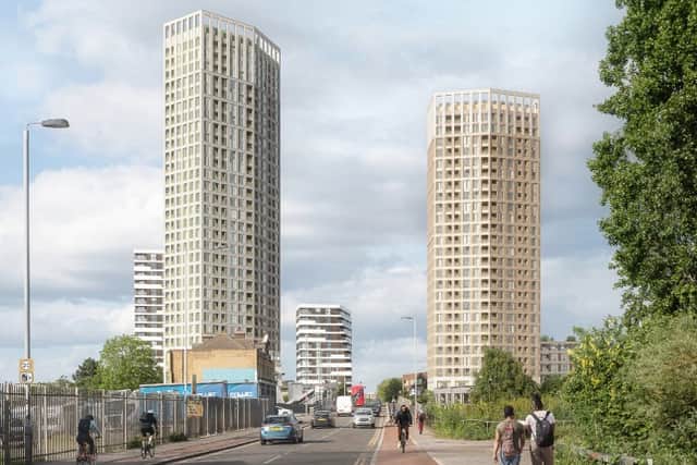 The Waltham Forest Lea Bridge towers will be built to 26 and 29 storeys high