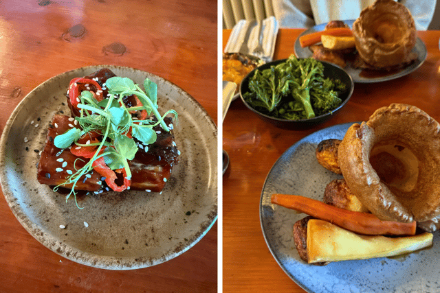 Pork belly bites and Sunday roast at The Russell Arms.