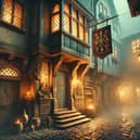 An AI illustration based on The Leaky Cauldron from Harry Potter 