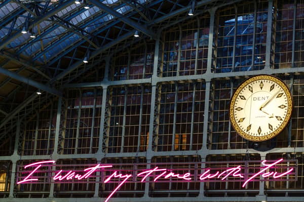 Neon lights at St Pancras 