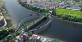 Designs show two new bridges, one either side of the primary structure, in an arc design described as ‘elliptical ribbons’