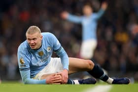 Erling Haaland appeared to suffer a problem with his knee 