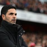 Arsenal Manager Mikel Arteta before the Premier League match between Arsenal FC and West Ham United FC at Emirates Stadium on February 22, 2025 in London, England. 
