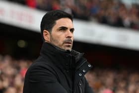 Arsenal Manager Mikel Arteta before the Premier League match between Arsenal FC and West Ham United FC at Emirates Stadium on February 22, 2025 in London, England. 