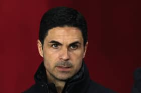 Mikel Arteta, the Arsenal manager, looks on during the Premier League match between Nottingham Forest FC and Arsenal FC at City Ground on February 26, 2025 in Nottingham, England. 