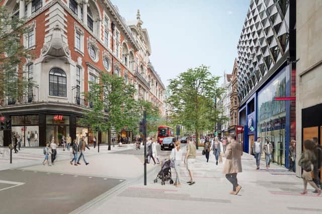 An artist's impression of the revamp works of Oxford Street proposed by Westminster City Council - a vision which has now been scrapped