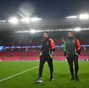 Arsenal manager Mikel Arteta and defender Jurrien TImber before a press conference before the UEFA Champions League Round of 16 first leg match between PSV Eindhoven and Arsenal FC at the Phillips Stadium on March 03, 2025 in Eindhoven, Netherlands. in London Colney, England.