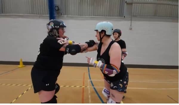 A roller derby training session in Preston