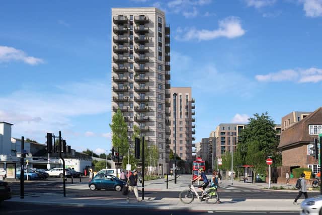 An artist's impression of the plans for phase two of Signal Park, Tolworth, on the site of the former The Toby Jug pub
