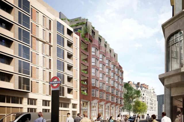 An artist's impression of the development looking east along Brompton Road