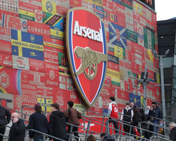 General view outside the stadium prior to the Premier League match between Arsenal FC and West Ham United FC at Emirates Stadium on February 22, 2025 in London, England. (Photo by Warren Little/Getty Images)