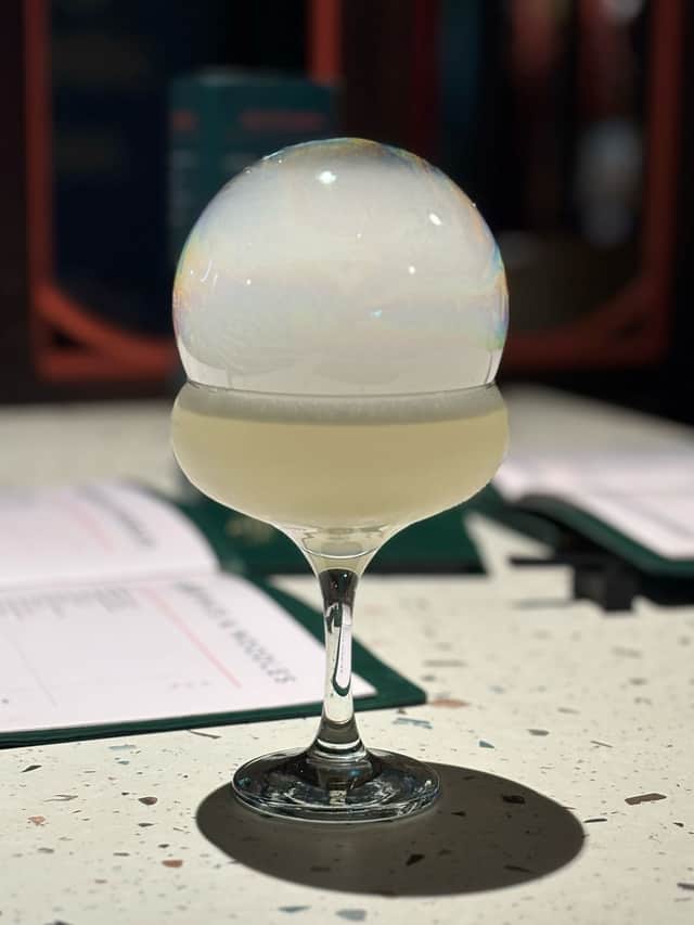 An impressive bubble on my Lychee Martini