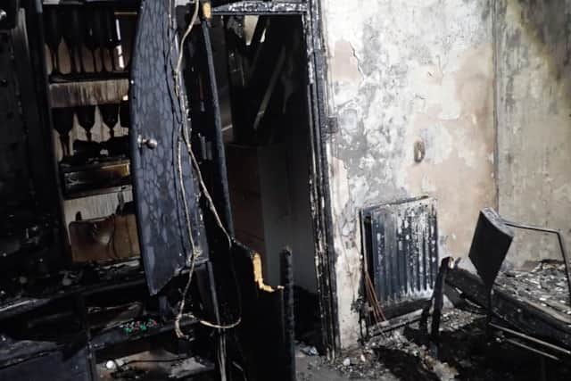 Some of the house has been gutted by fire