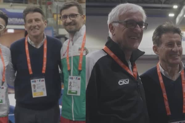 Sebastian Coe catches up with athletes and coaches as he campaigns to become IOC president.