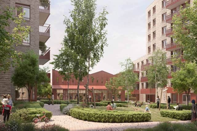 An artist's impression of Atlip Gardens, Brent, where residents and the ward councillor raised concerns about the impact the 885-home development could have on public services and the lack of affordable housing