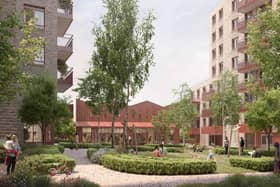 An artist's impression of Atlip Gardens, Brent, where residents and the ward councillor raised concerns about the impact the 885-home development could have on public services and the lack of affordable housing