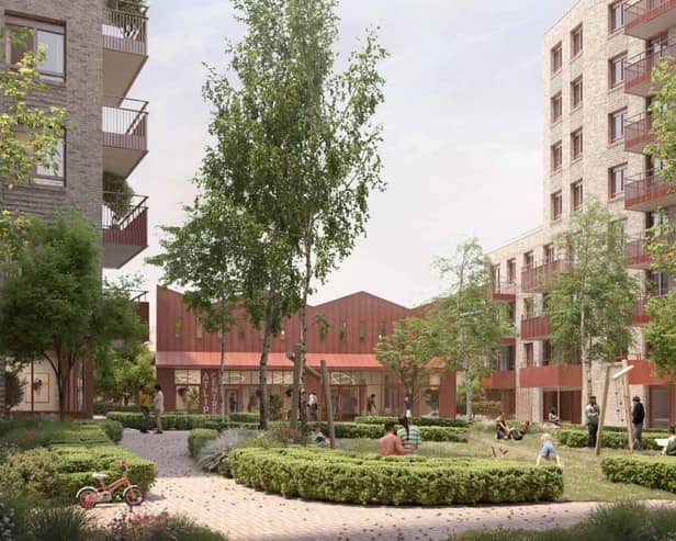 An artist's impression of Atlip Gardens, Brent, where residents and the ward councillor raised concerns about the impact the 885-home development could have on public services and the lack of affordable housing