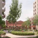 An artist's impression of Atlip Gardens, Brent, where residents and the ward councillor raised concerns about the impact the 885-home development could have on public services and the lack of affordable housing