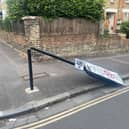 Hobbled sign post on Castlewood Road near Springfield Community School