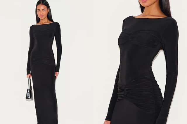 Black Sinky Ruched Panel Detail Maxi Dress £28