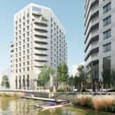 How the Stratford High Street flats and cafe development will look from the Bow Back River