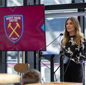 Baroness Karren Brady CBE speaking at the announcement of the Club's new Foundation Community Hub