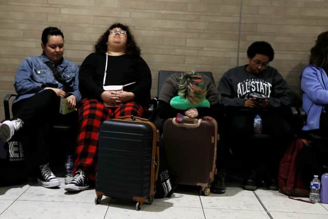 The scene at Edinburgh airport after the closure of Heathrow has thrown the country into travel chaos, March 21 2025.