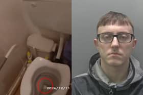 Drug dealer caught trying to flush crack cocaine and heroin down the toilet.