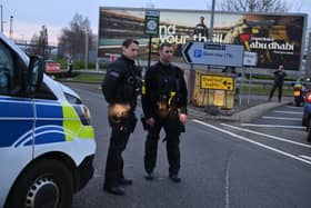 The scene near Heathrow airport terminal 5, which has been shut due to an electrical fire