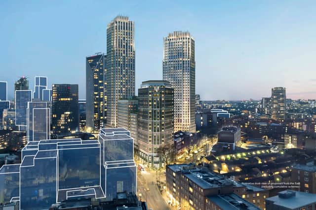 An artist's impression of the proposed Borough Triangle development (centre)