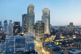 An artist's impression of the proposed Borough Triangle development (centre)